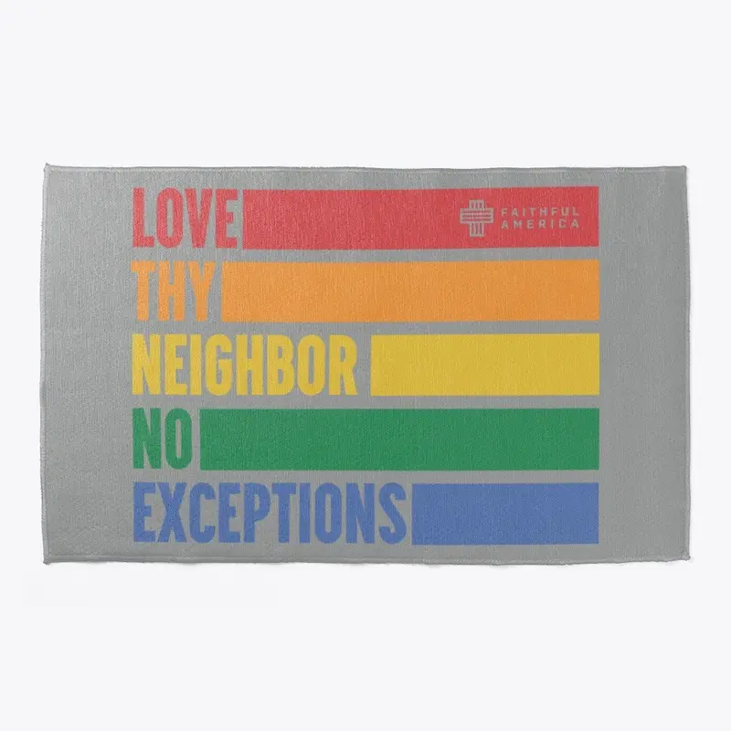 Love Thy Neighbor rainbow welcome mat